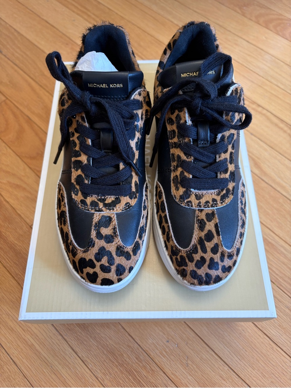 Michael Kors Leopard Print Sneakers with Black Panels